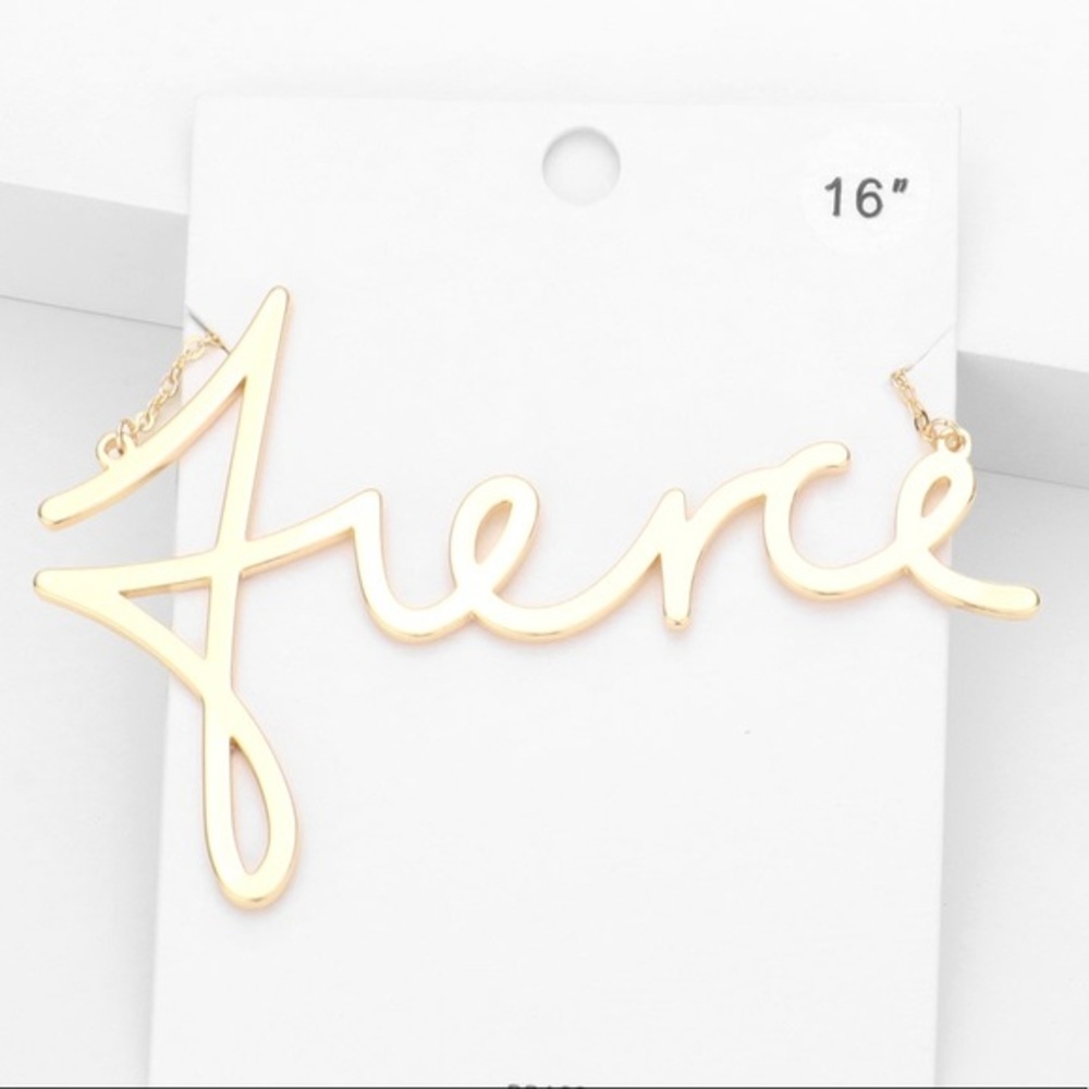 Fierce gold message pendant necklace